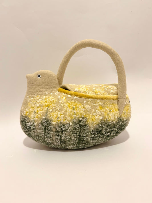 フタ付トリバッグ flower/ミモザ