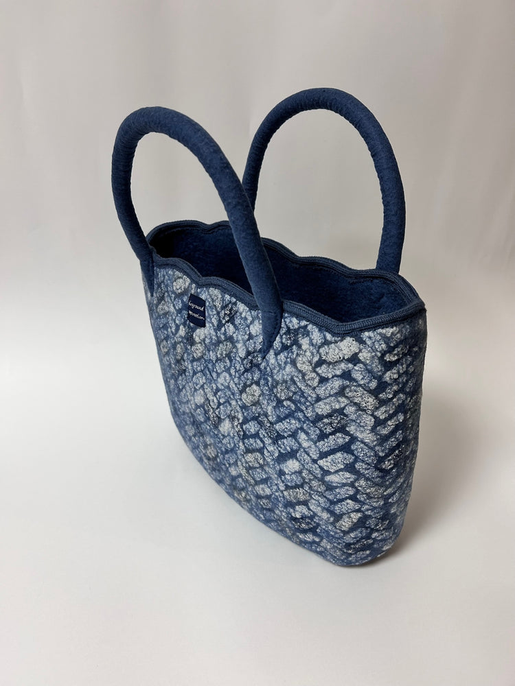 スカラップトート basketry/杉綾ヘリンボーン
