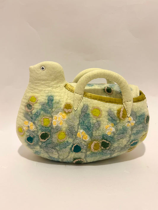 フタ付トリバッグ（ミニ） noah/鳥が運ぶ模様の物語